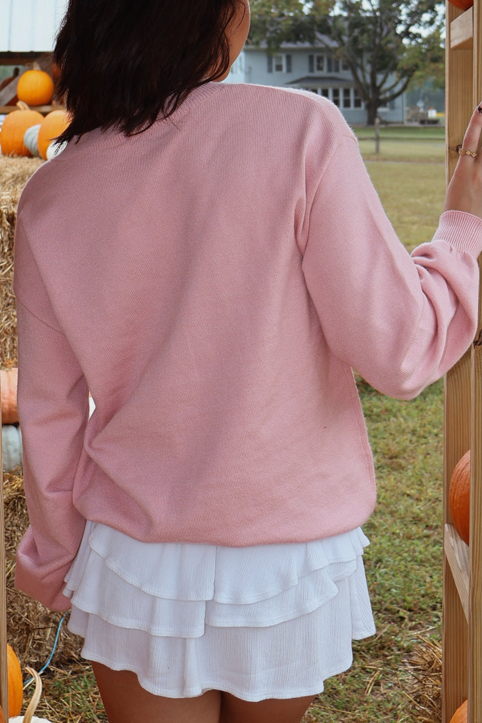 Accent Flower Drop Shoulder Sweater