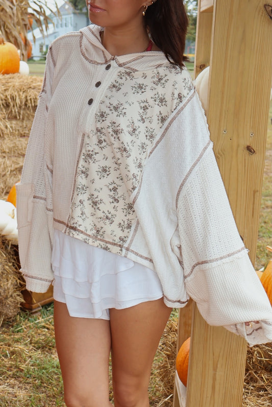 Semi Cropped Knit Hoodie