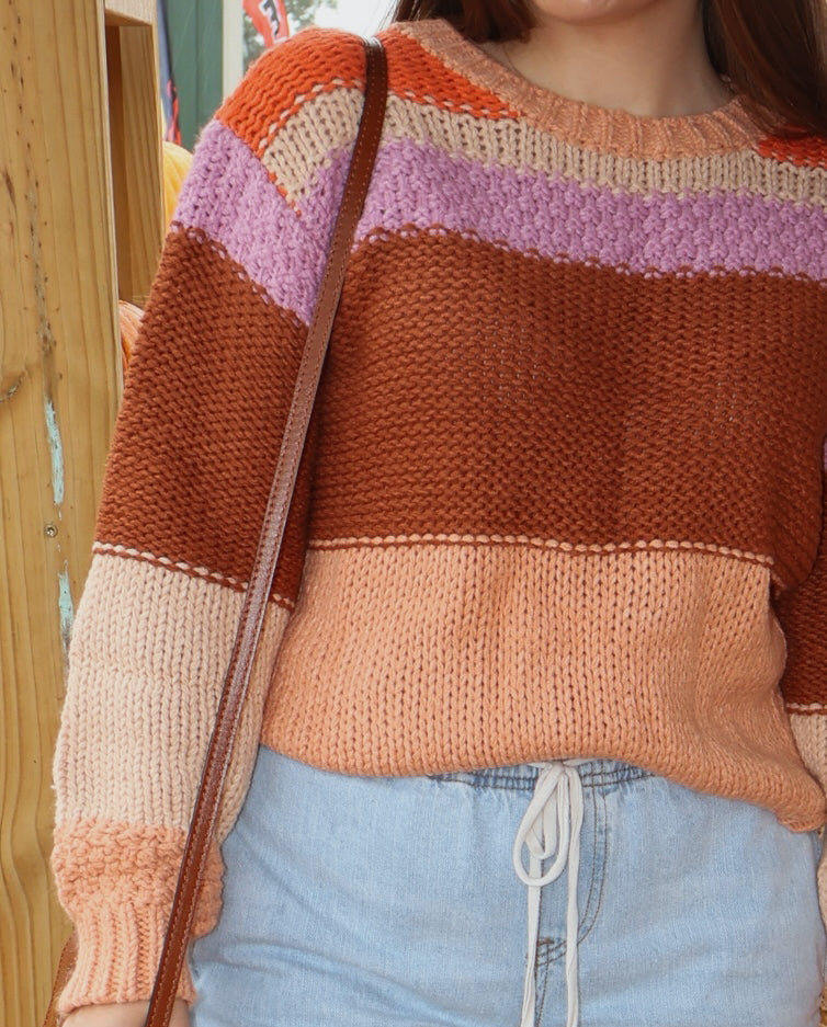 Colorblock Drop Shoulder Knitted Sweater