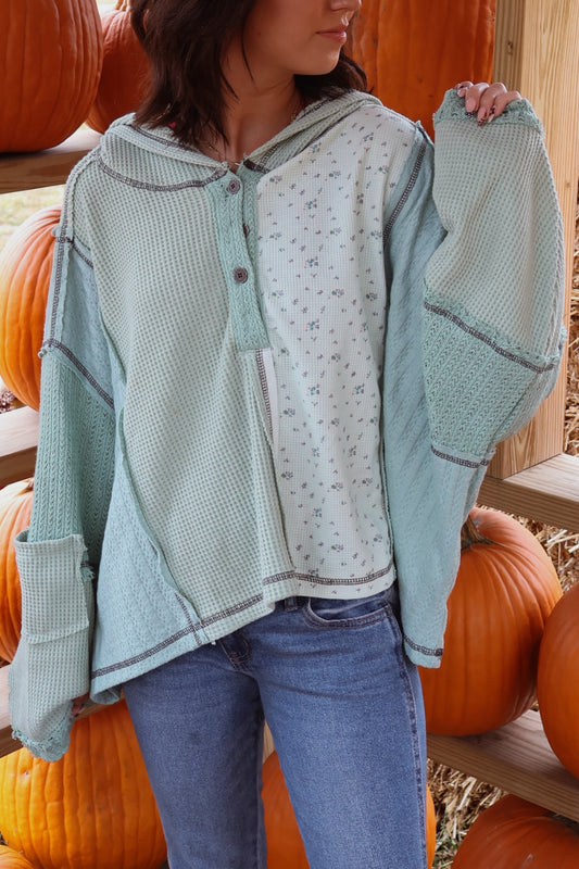 Semi Cropped Knit Hoodie