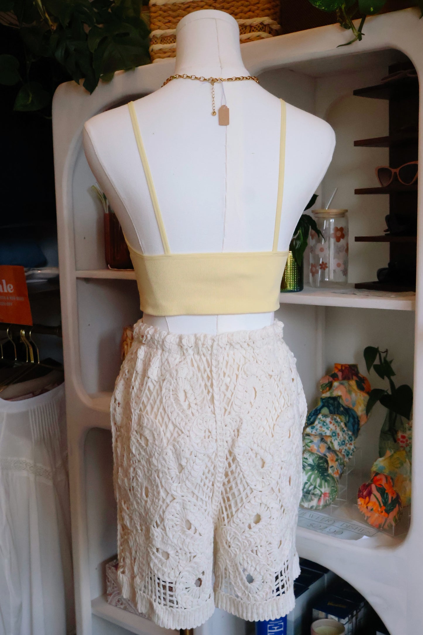 Cream Crochet Lace Shorts