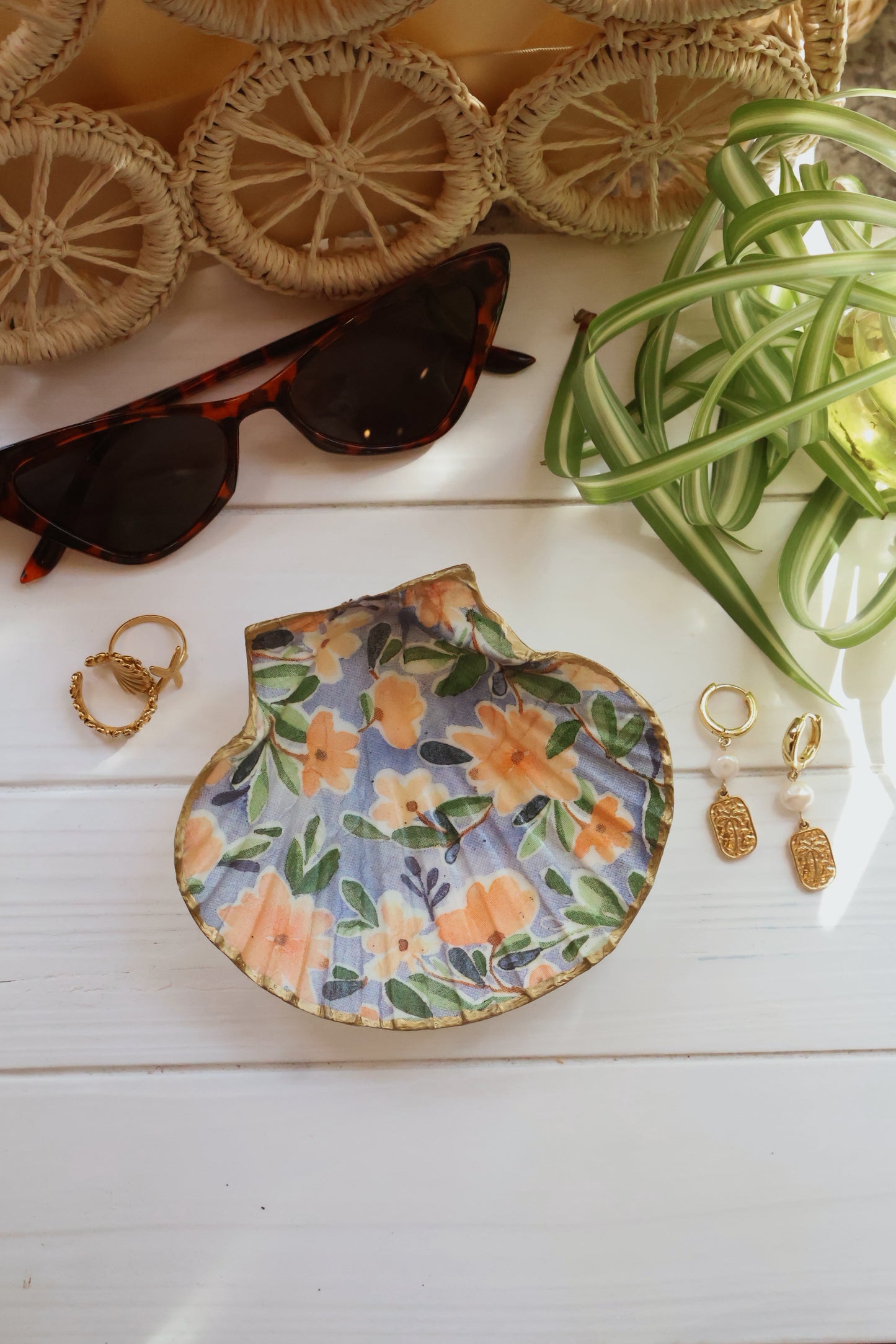 Orange Blossom Seashell Jewelry Dish