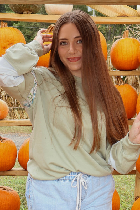 Mixed Sleeve French Terry Top