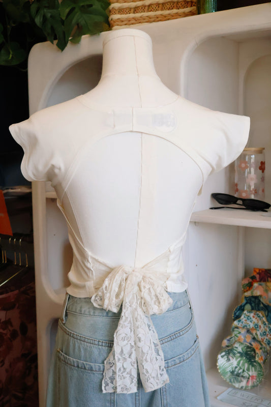 Open Back Top With Lace Tie