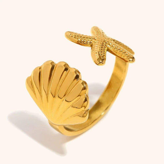 Starfish Shell Ring 18k