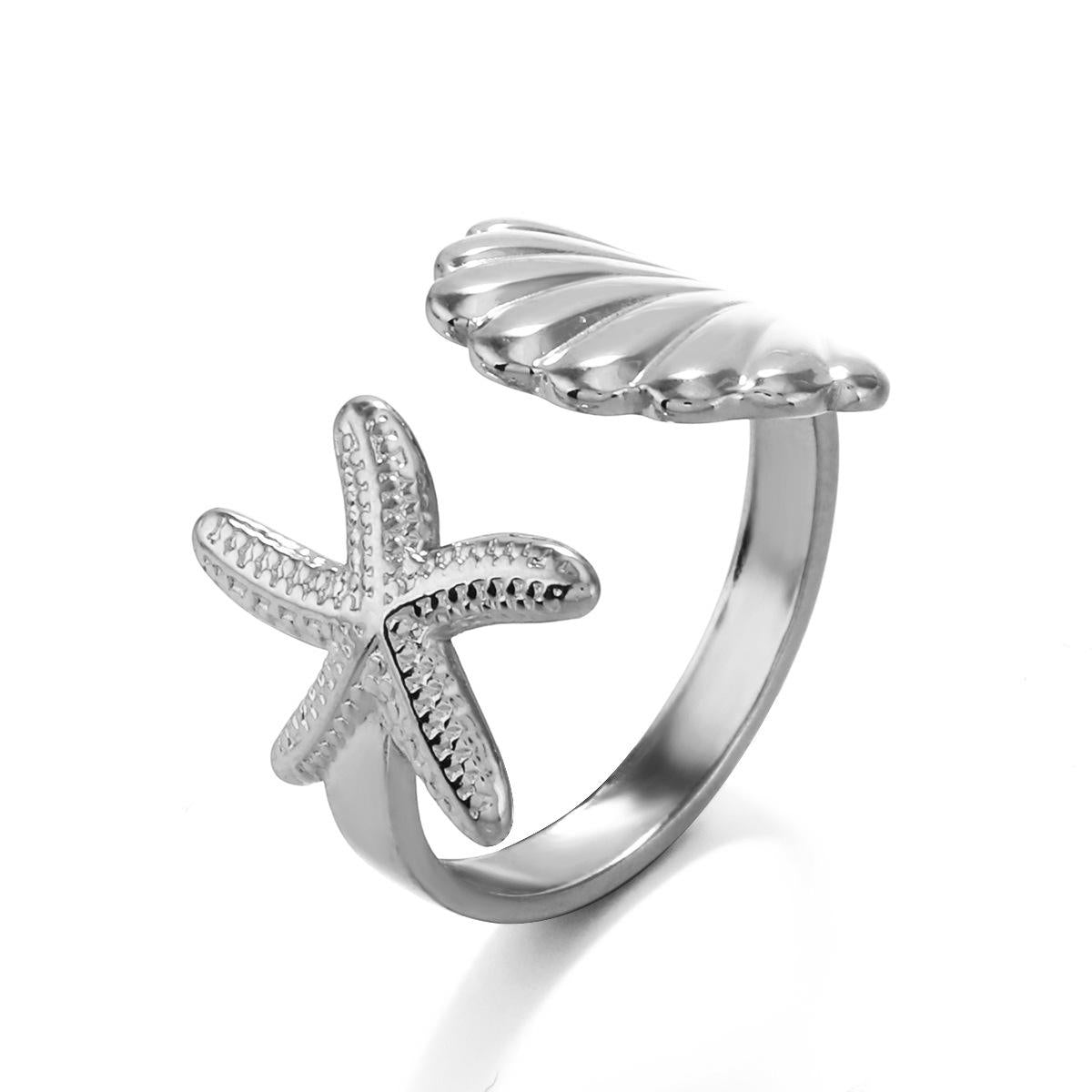 Starfish Shell Ring Silver