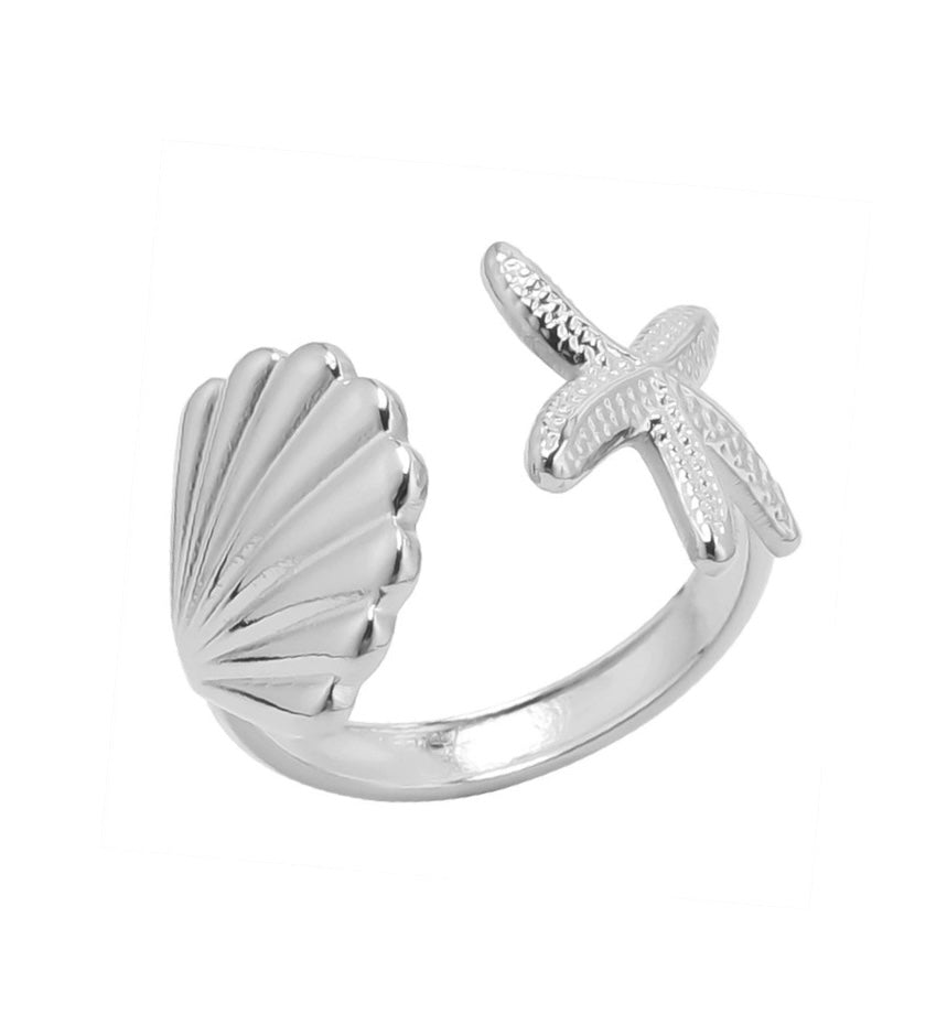 Starfish Shell Ring Silver