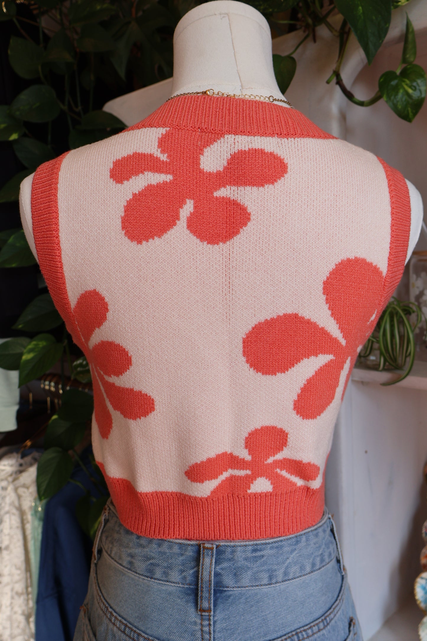 Knit Flower Crop Top