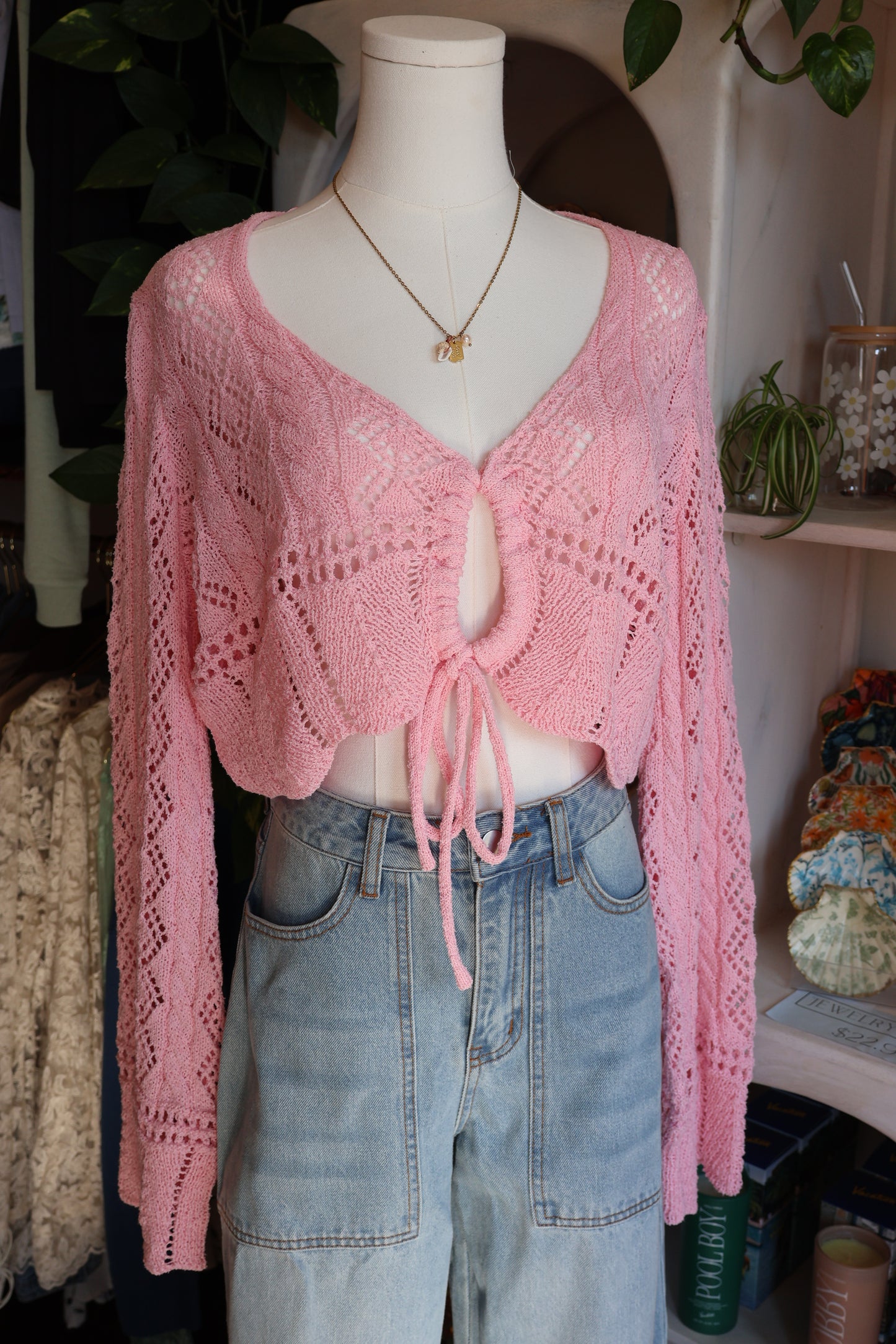 Pointelle Crochet Crop Top