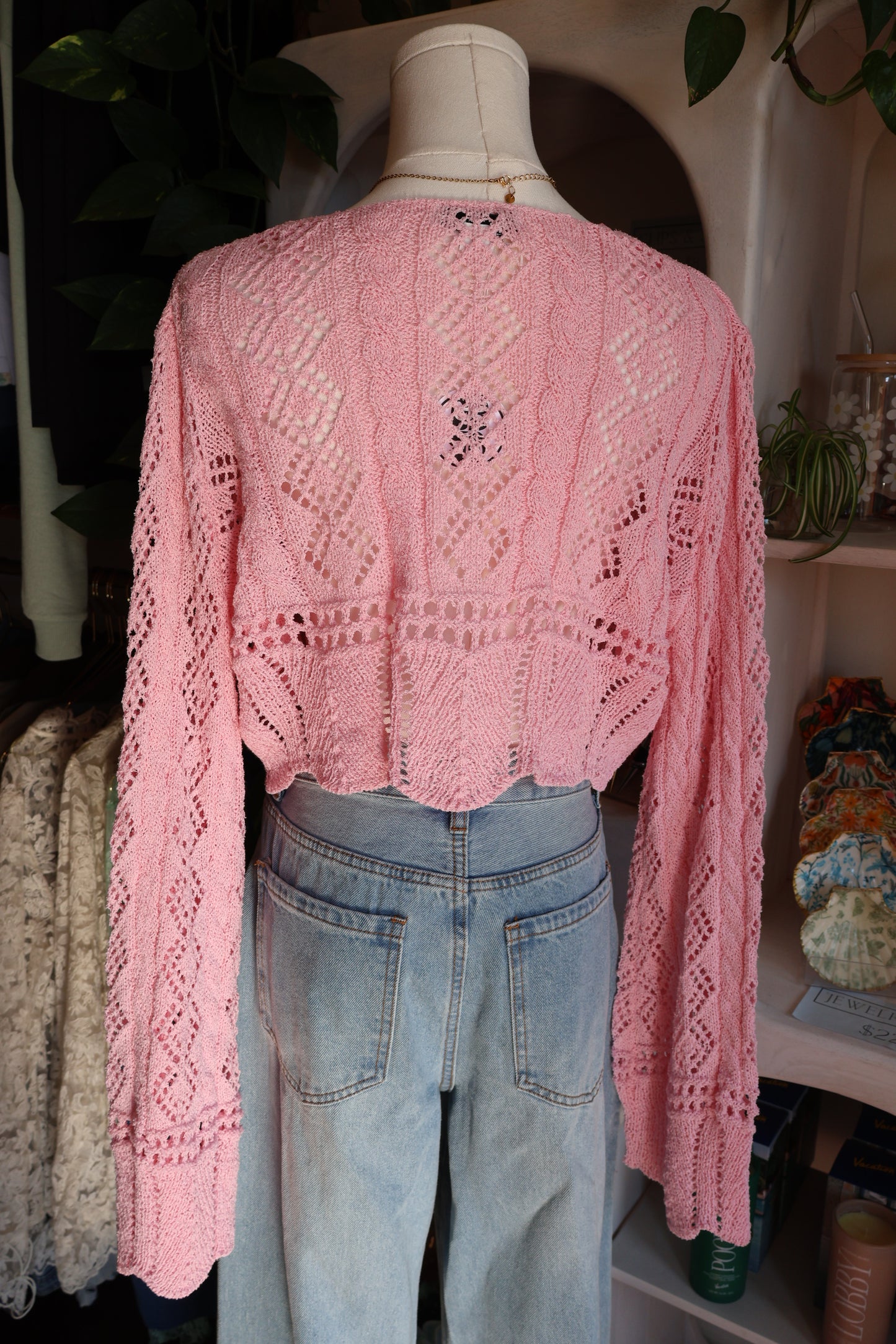 Pointelle Crochet Crop Top