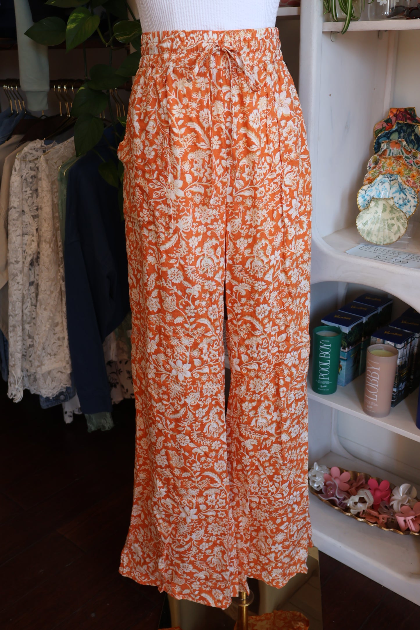 Orange Printed Pants