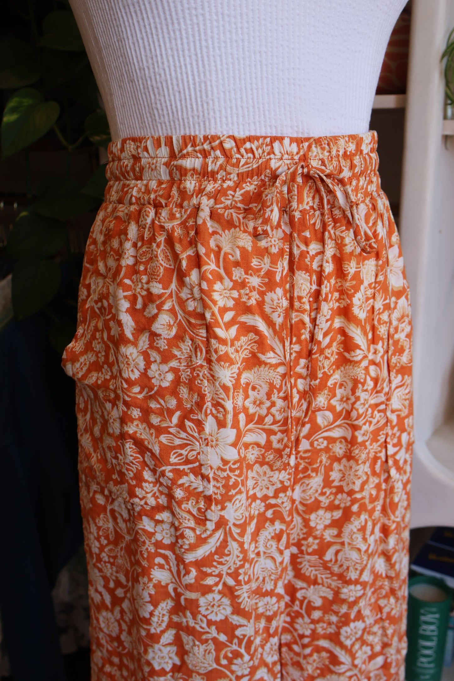 Orange Printed Pants