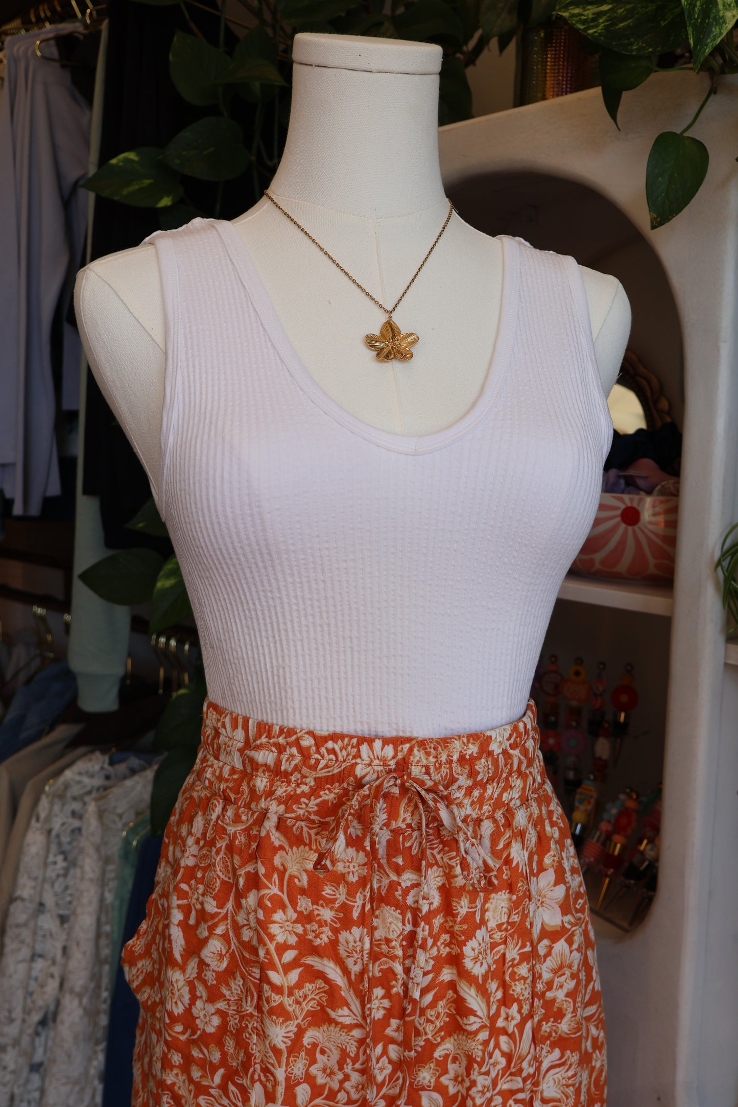 Orange Printed Pants