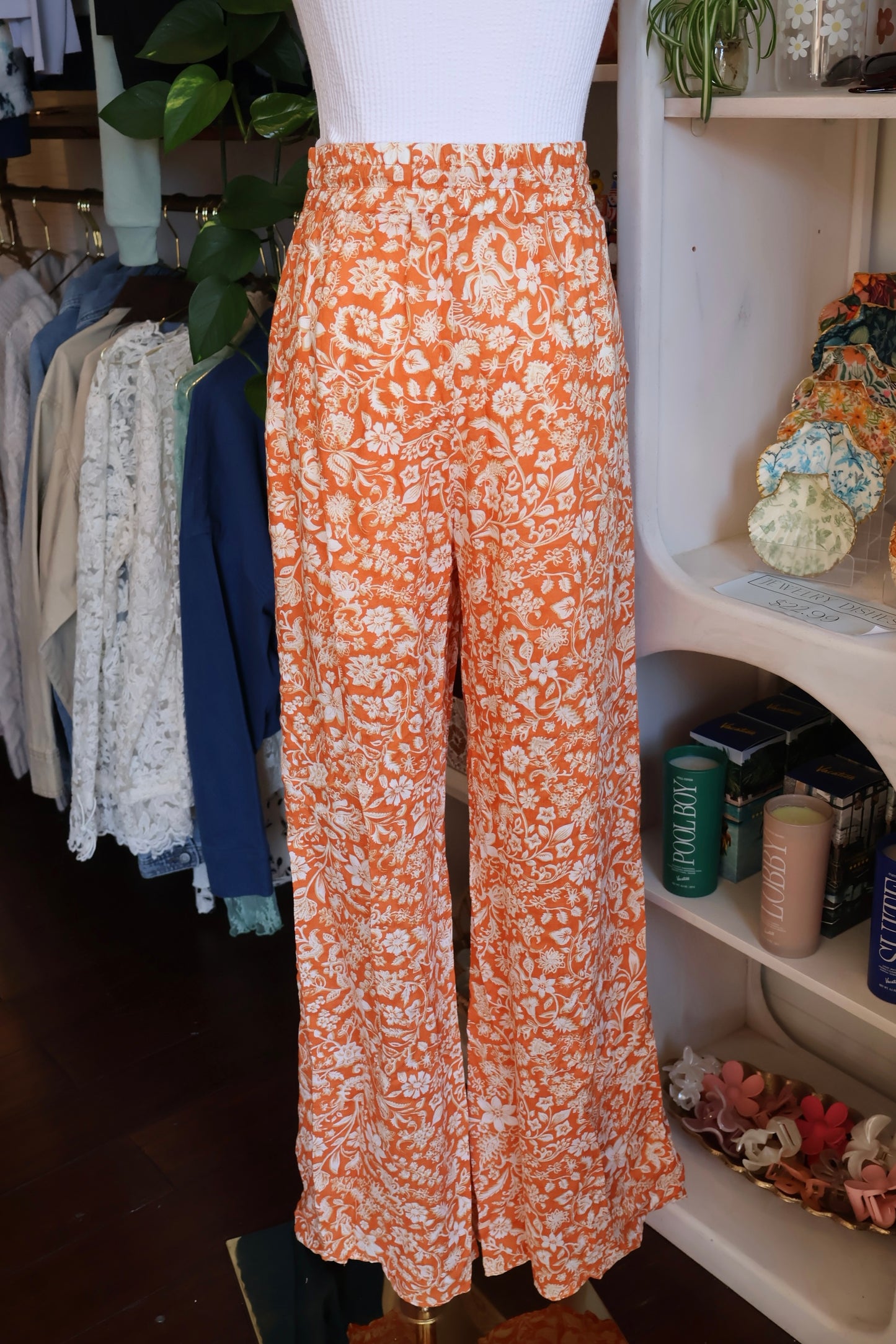 Orange Printed Pants