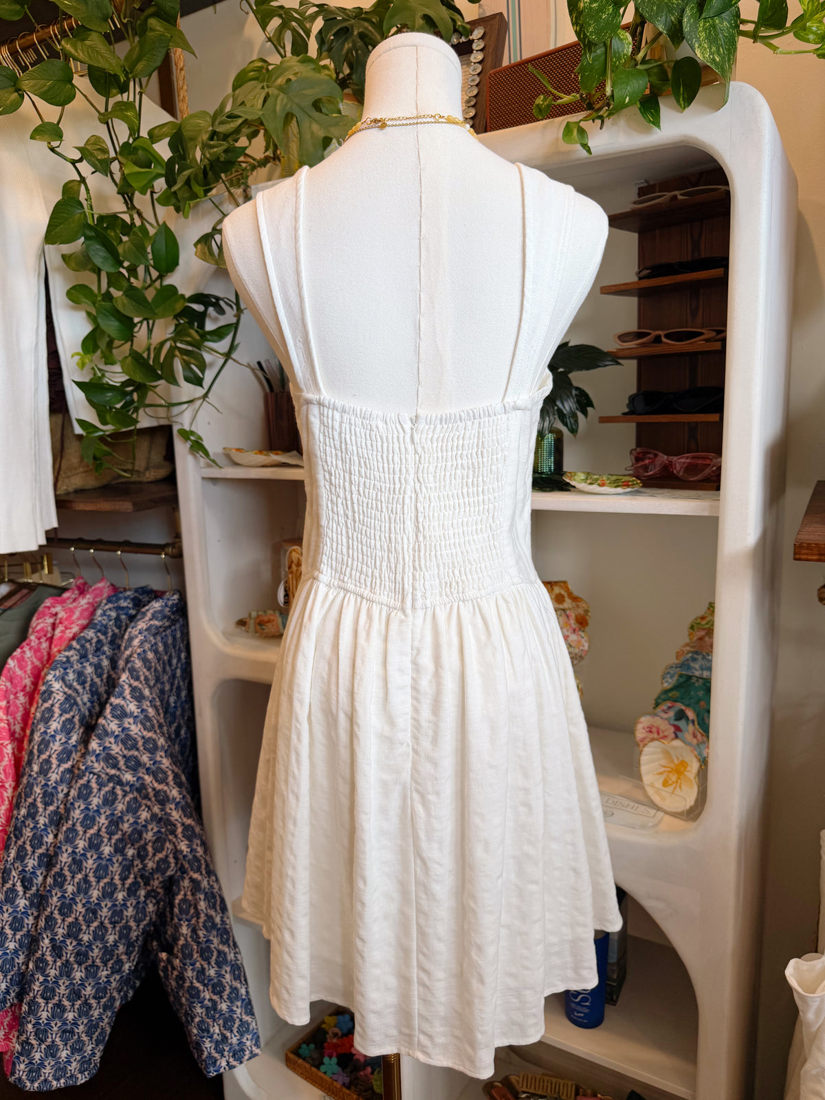 Textured White Tie Dress