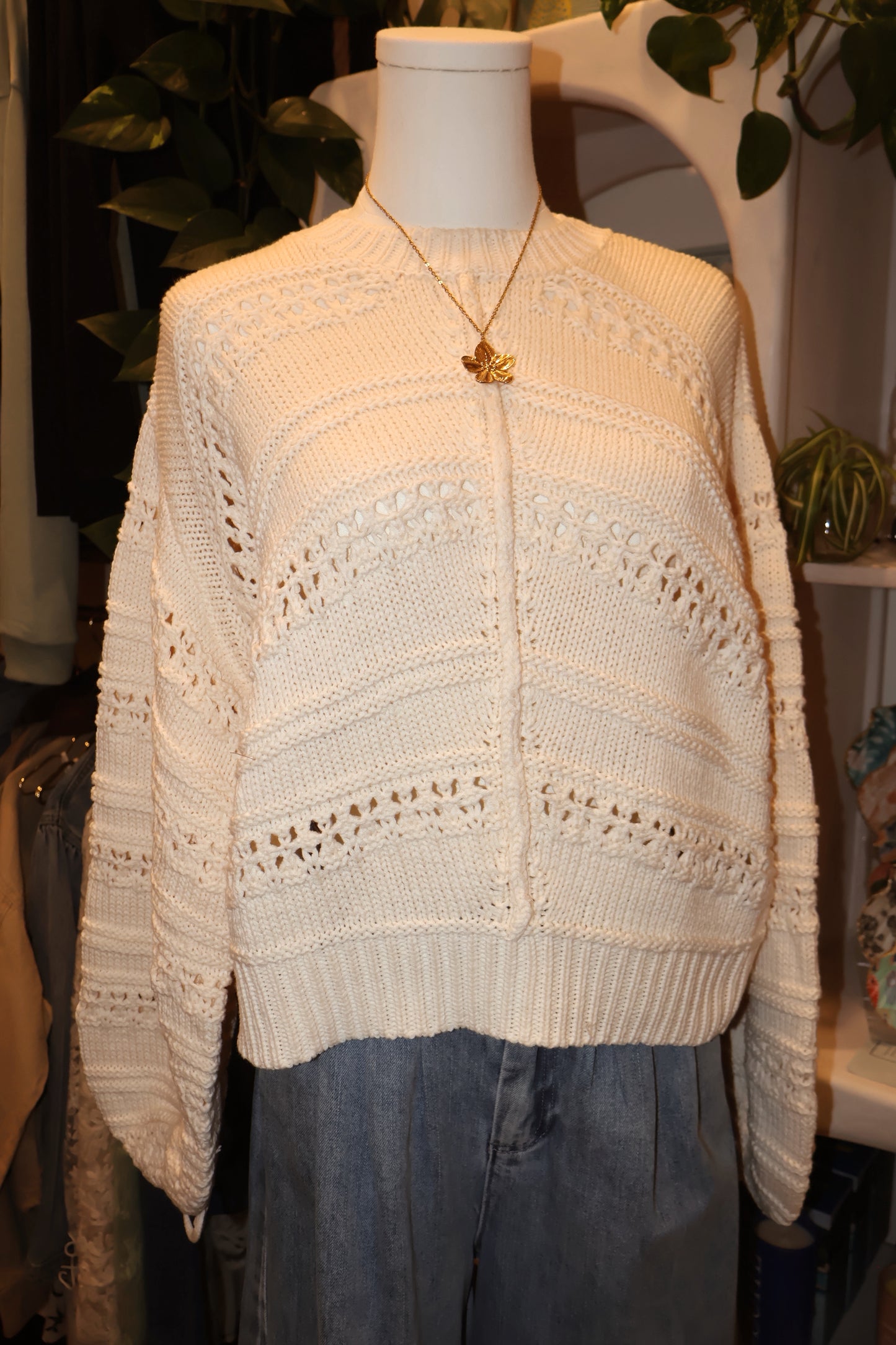 Long Sleeve Ruched Sleeve Sweater