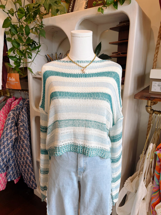 Blue Stripe Lightweight Knit Sweater