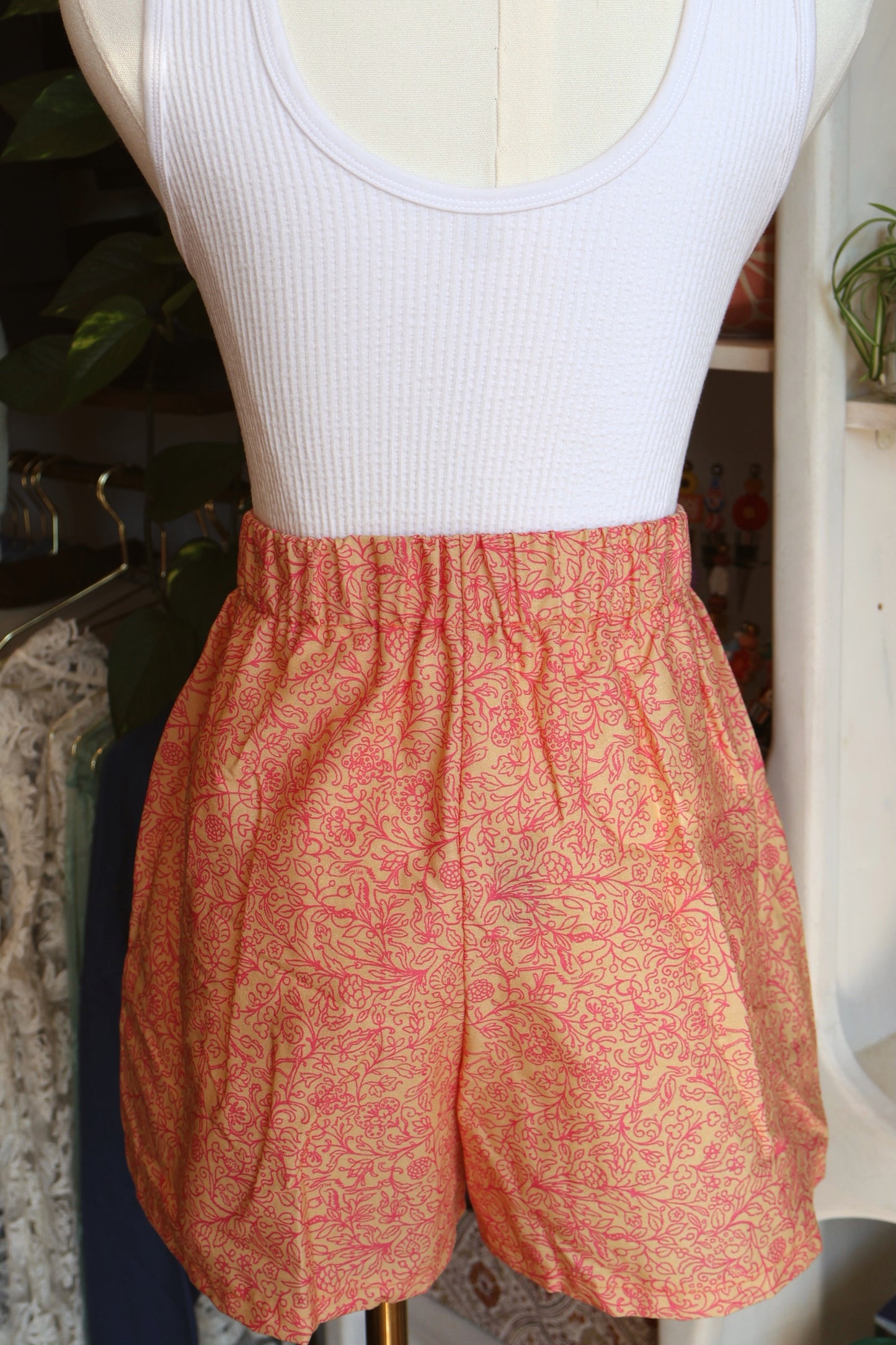 Handmade Peach Floral Shorts