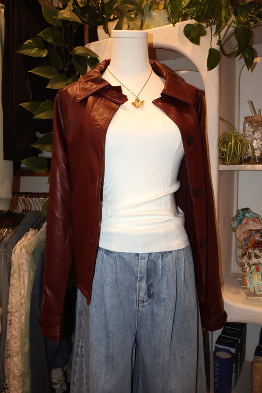 Burgandy Leather Trench Coat