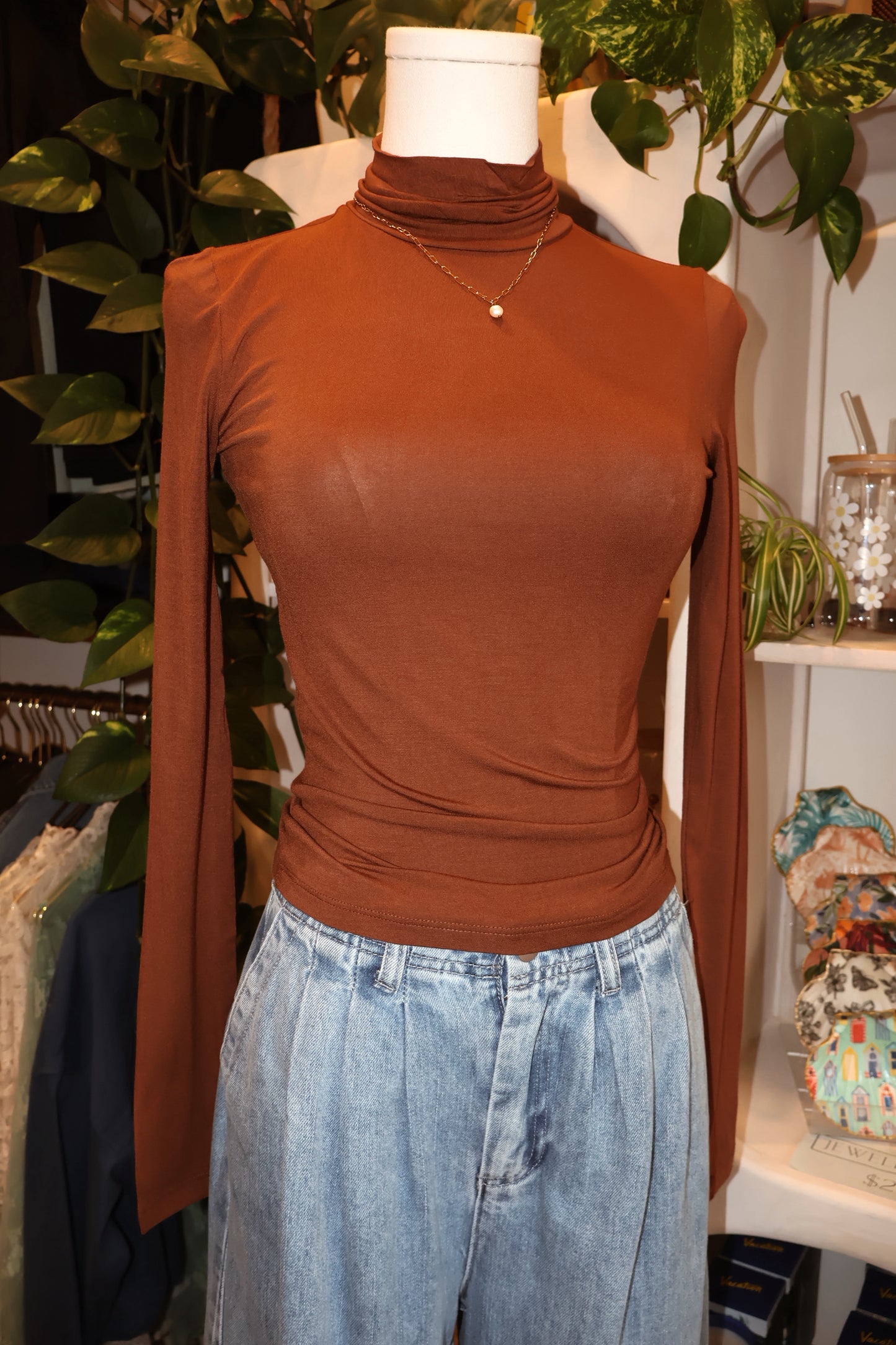 Turtleneck Long Sleeve Fitted Top