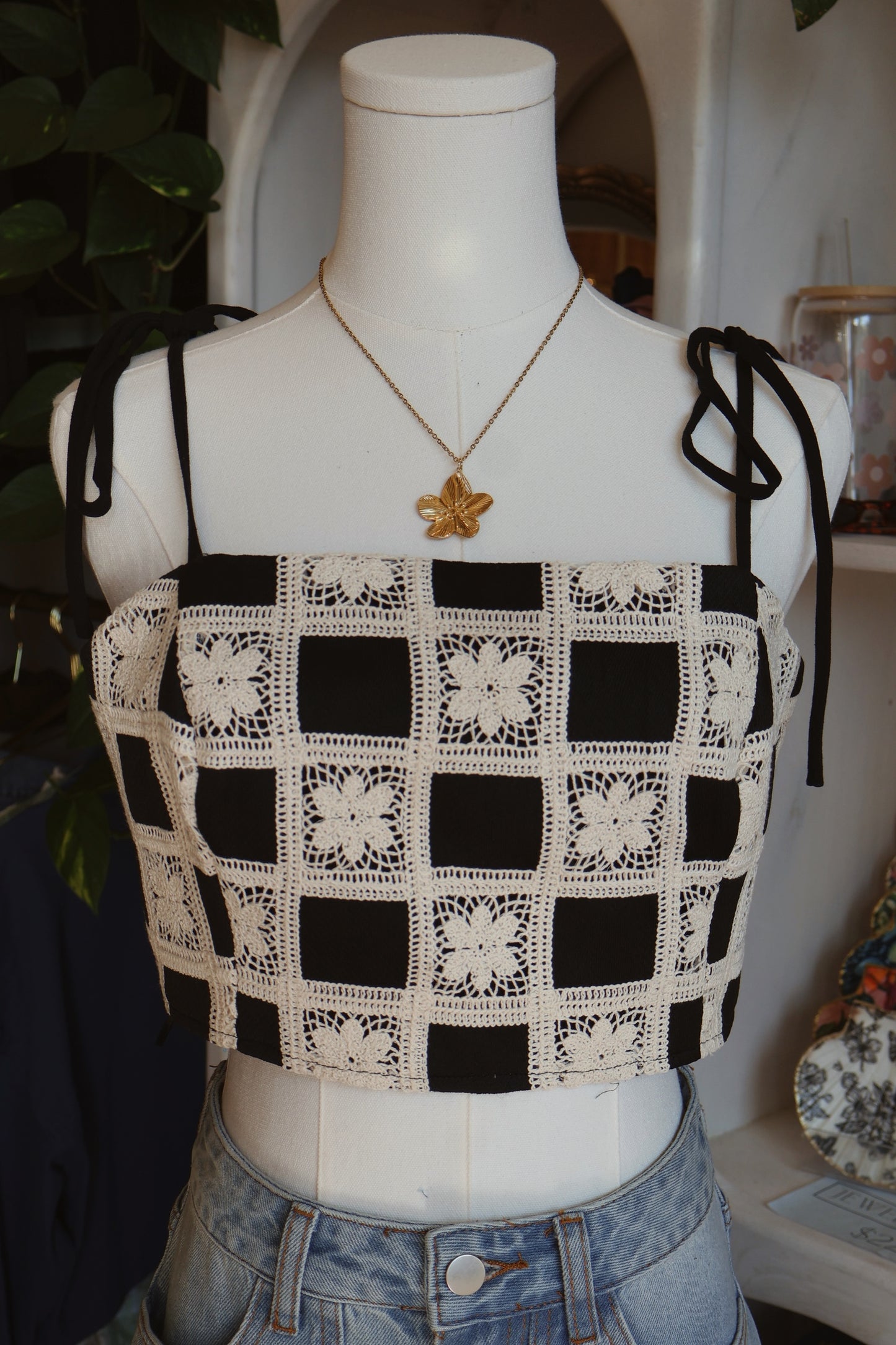 Crochet Black Crop Top