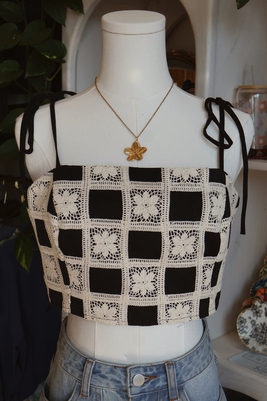 Crochet Black Crop Top