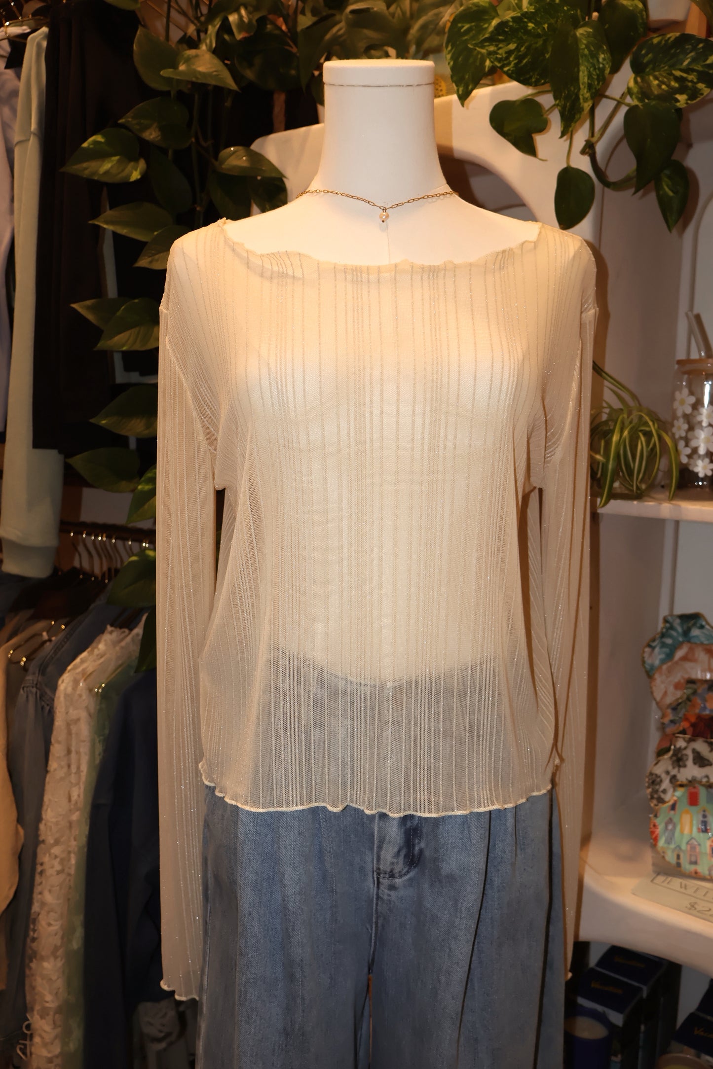 Sparkling Mesh Long Sleeve