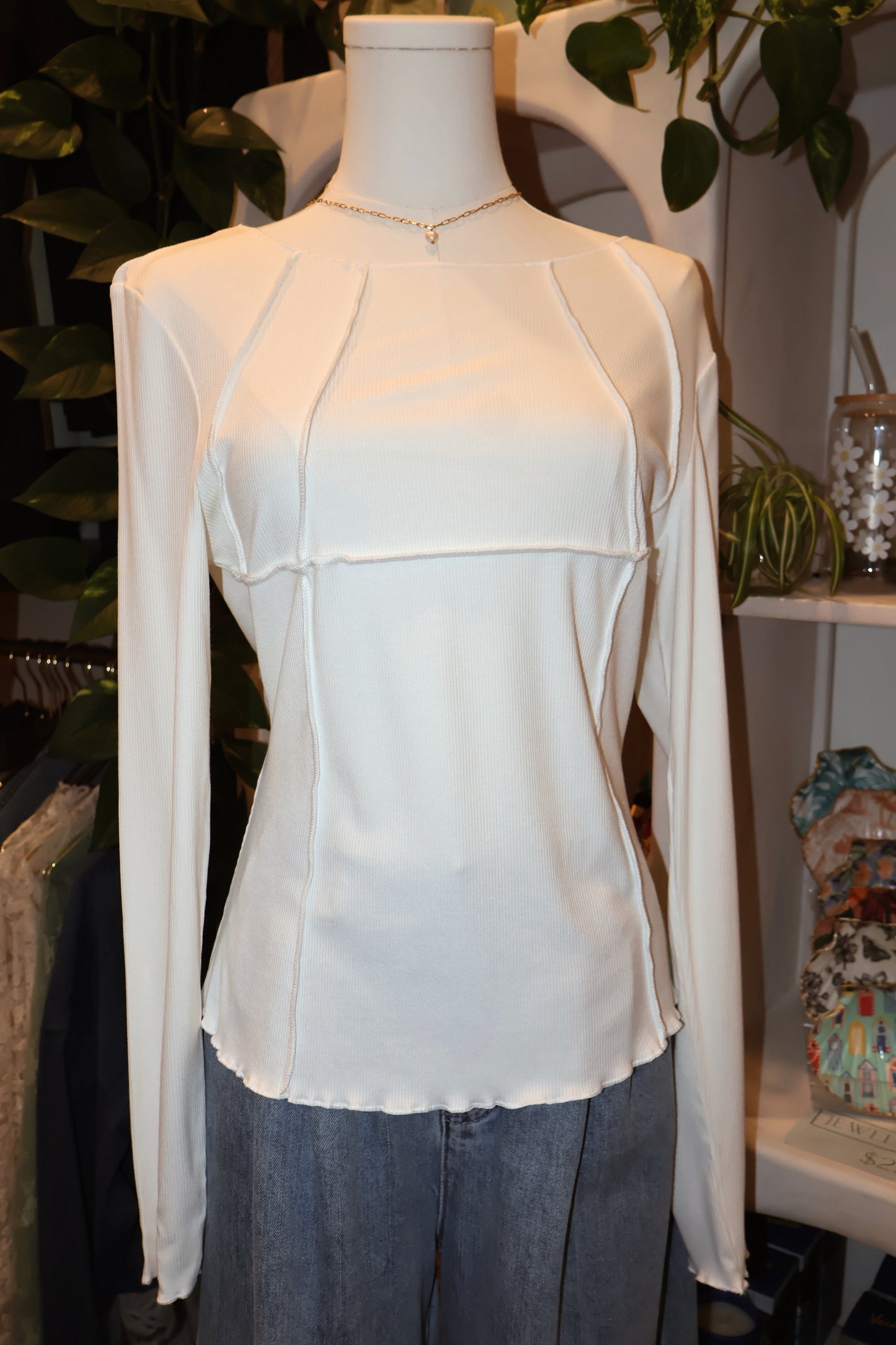 Exposed Seam Long Sleeve Top