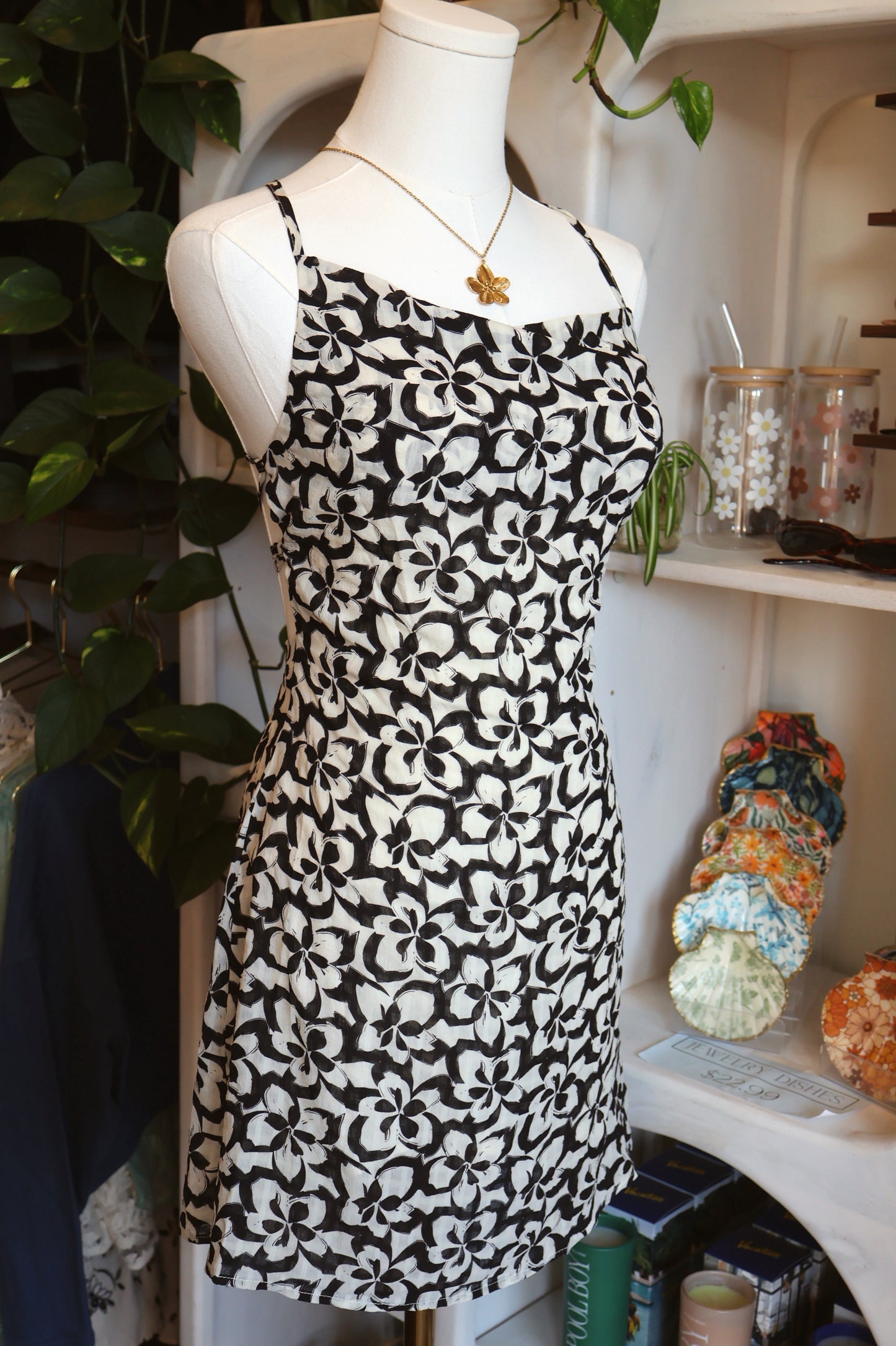 Black Floral Mini Dress