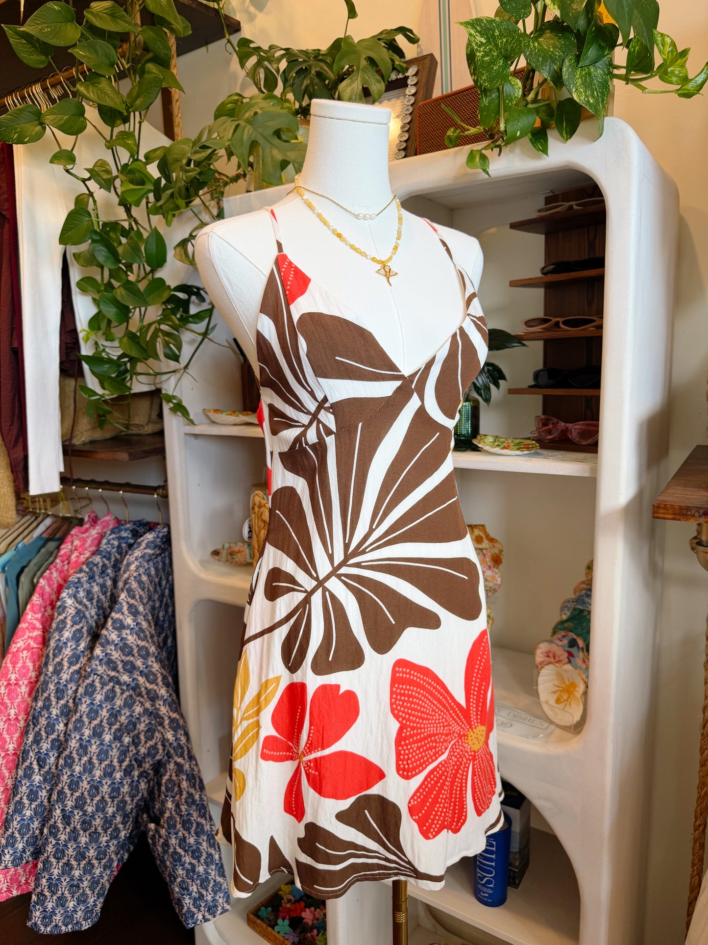 Red Floral Retro Mini Dress