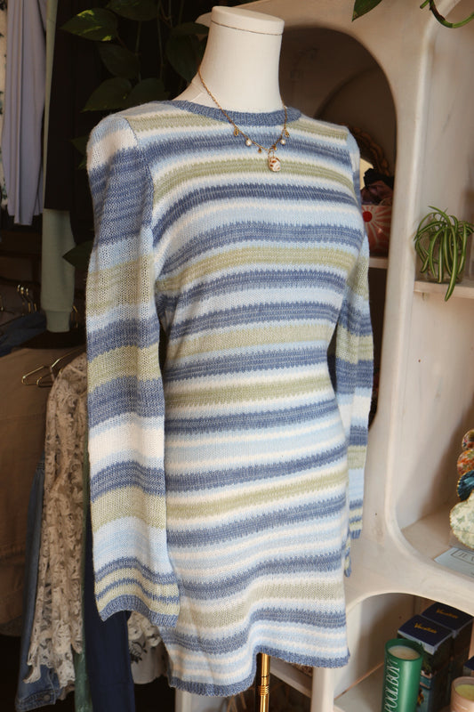 Blue Stripped Beach Sweater Dress