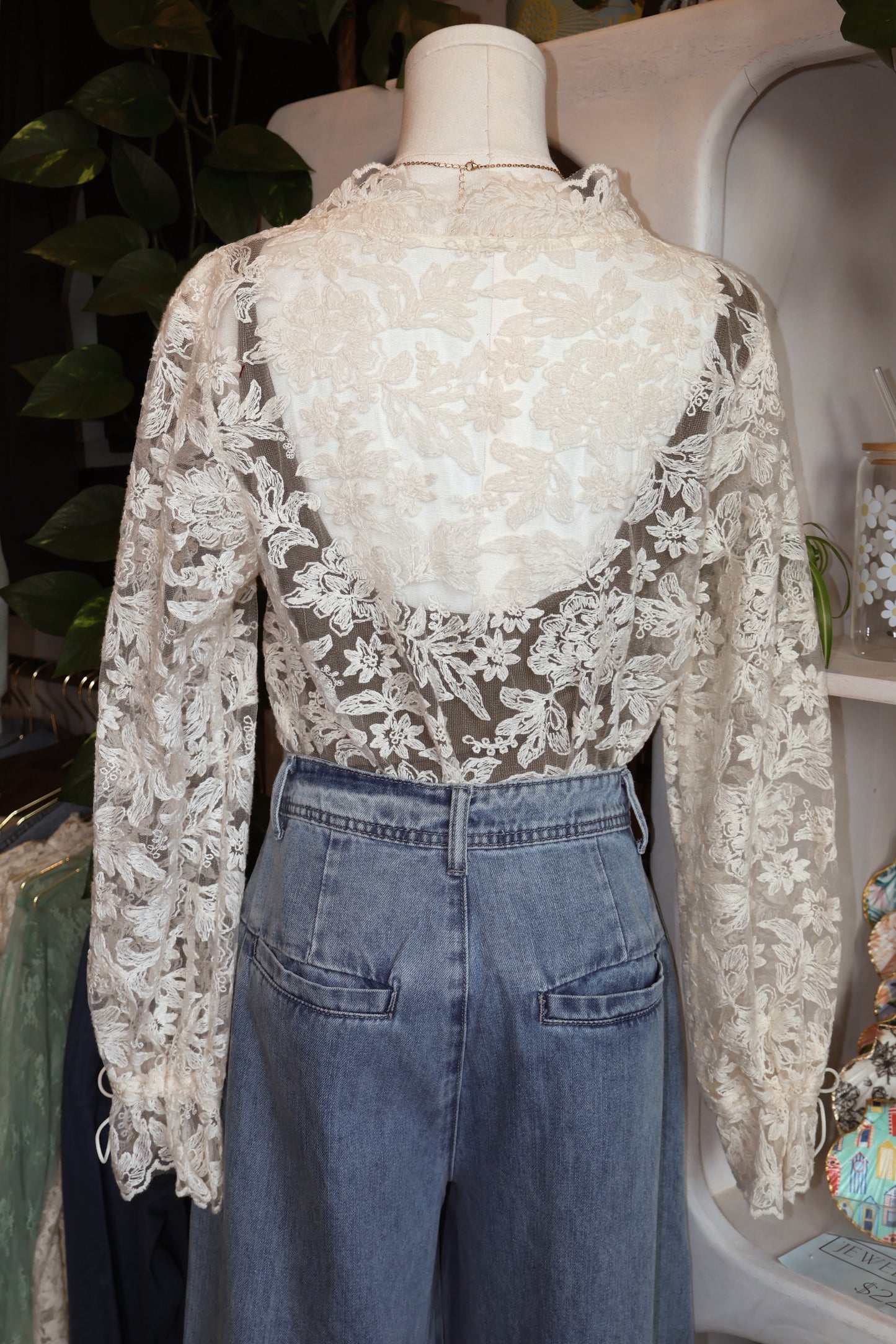 Boho Lace Floral Sheer Blouse