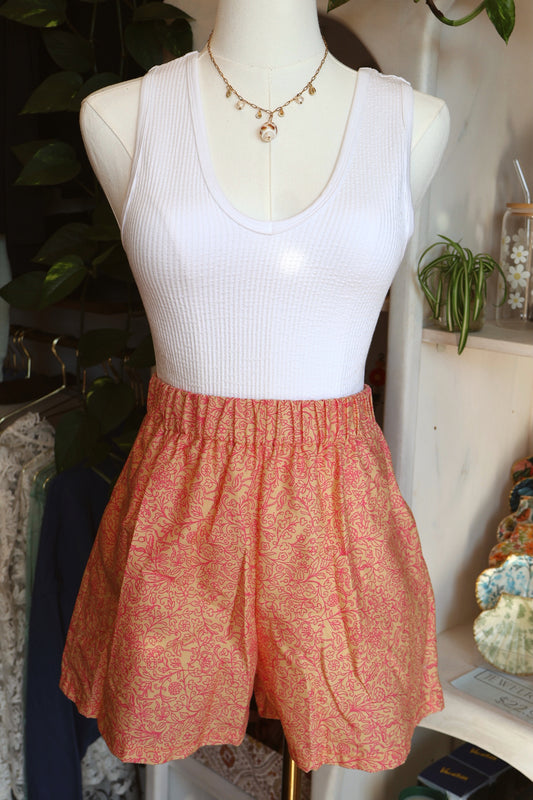 Handmade Peach Floral Shorts