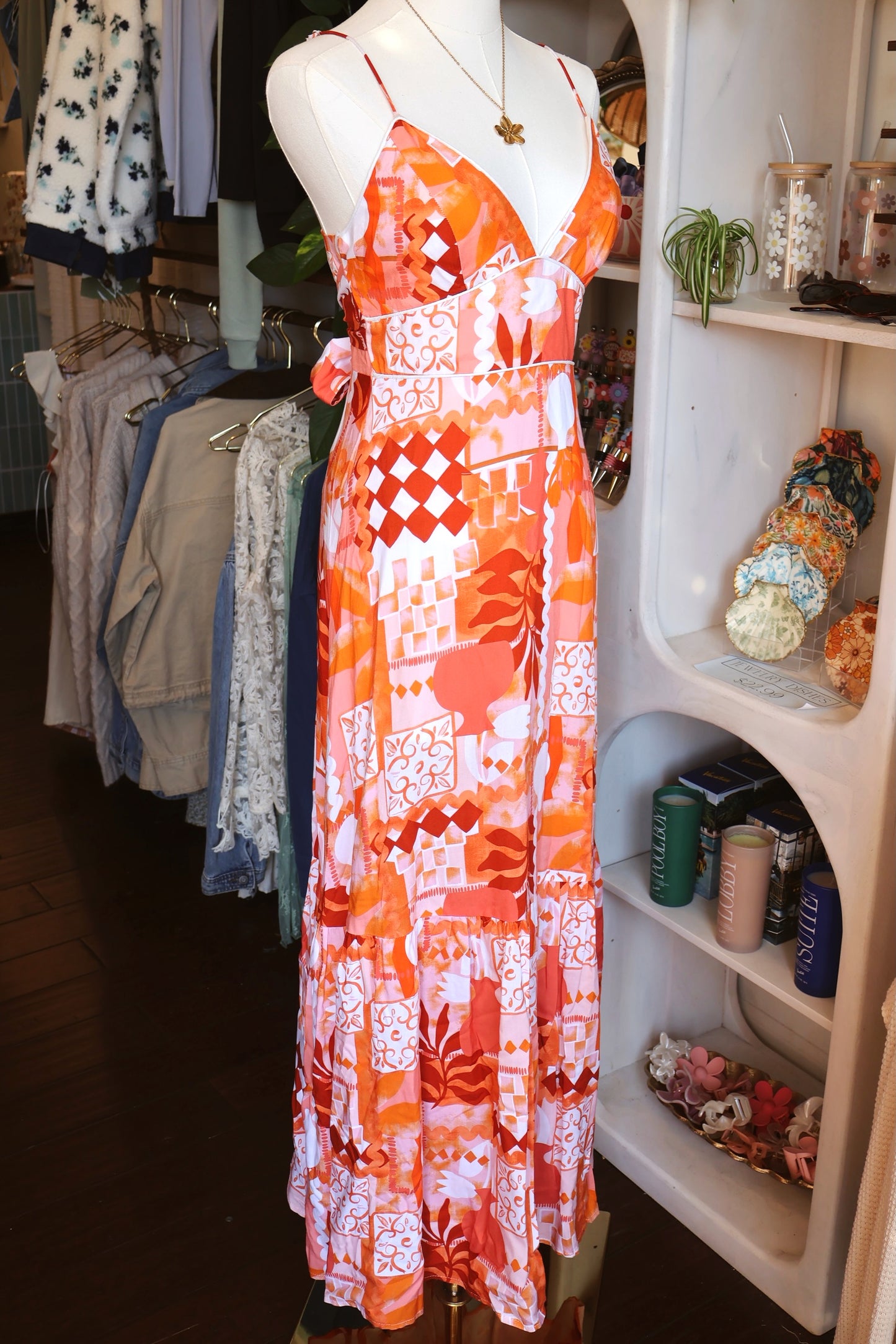 Orange Tropical Maxi Dress