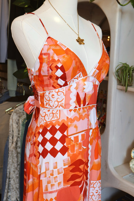Orange Tropical Maxi Dress