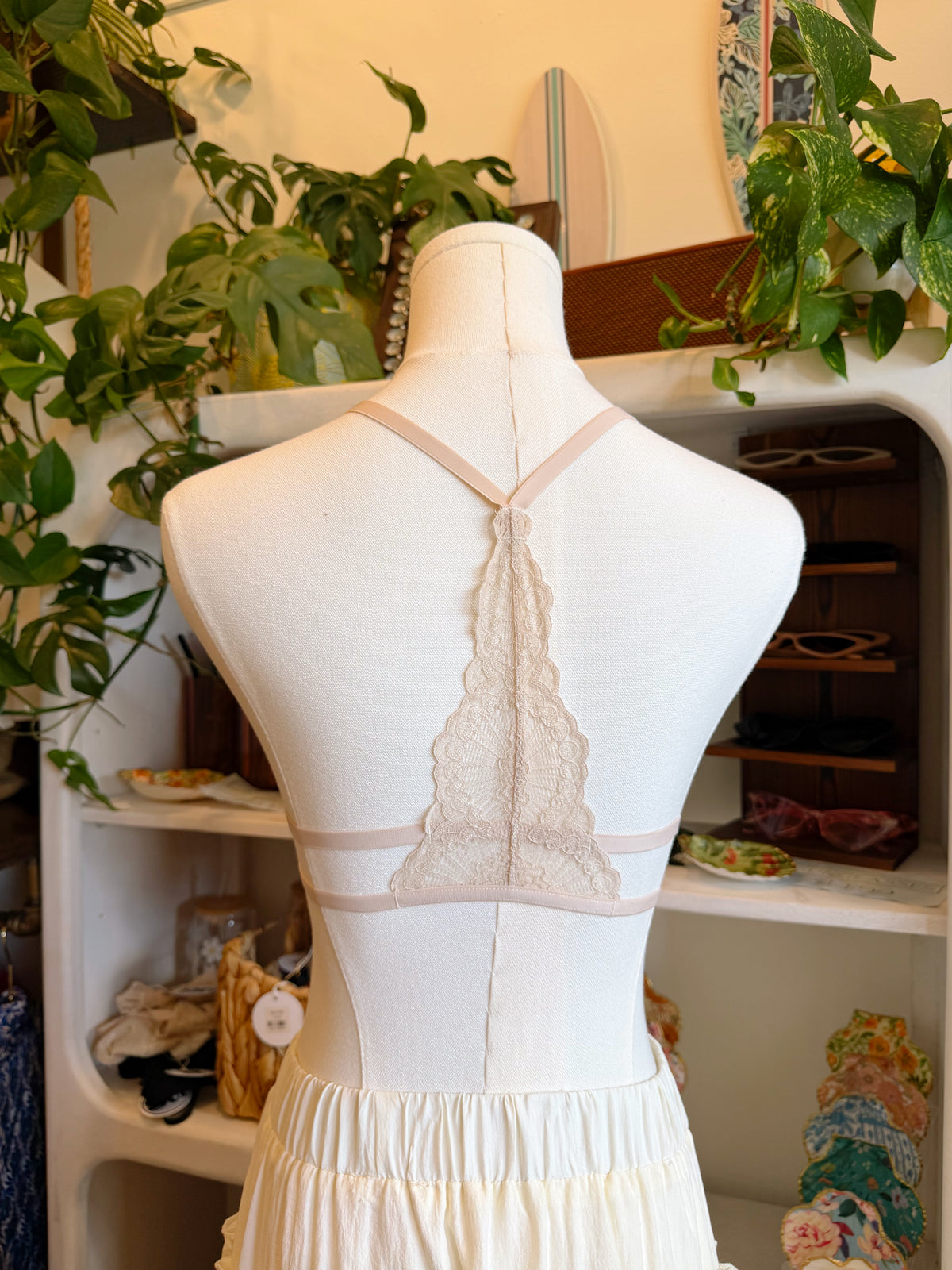 Cream Flirty Triangle Lace Bralette