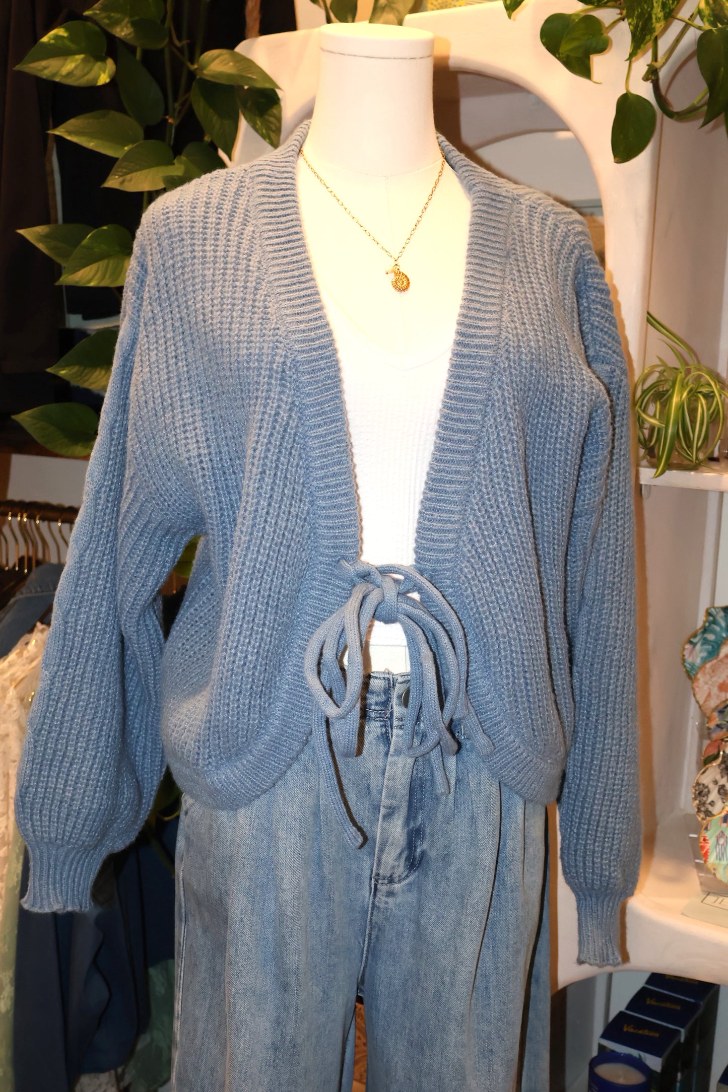 Front Tie Knit Cardigan