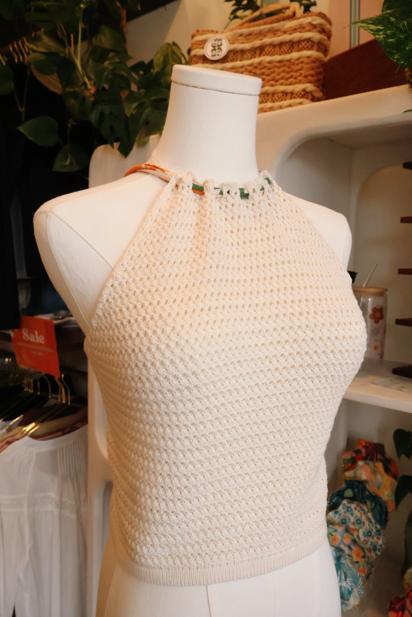 Malibu Crochet Contrast Halter Top