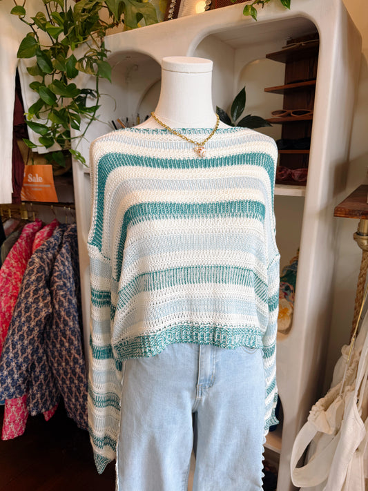 Blue Stripe Lightweight Knit Sweater