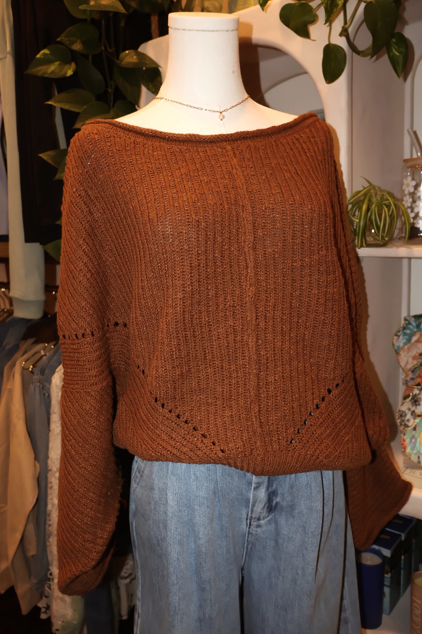 Ribbed Drop Sleeve Sweater