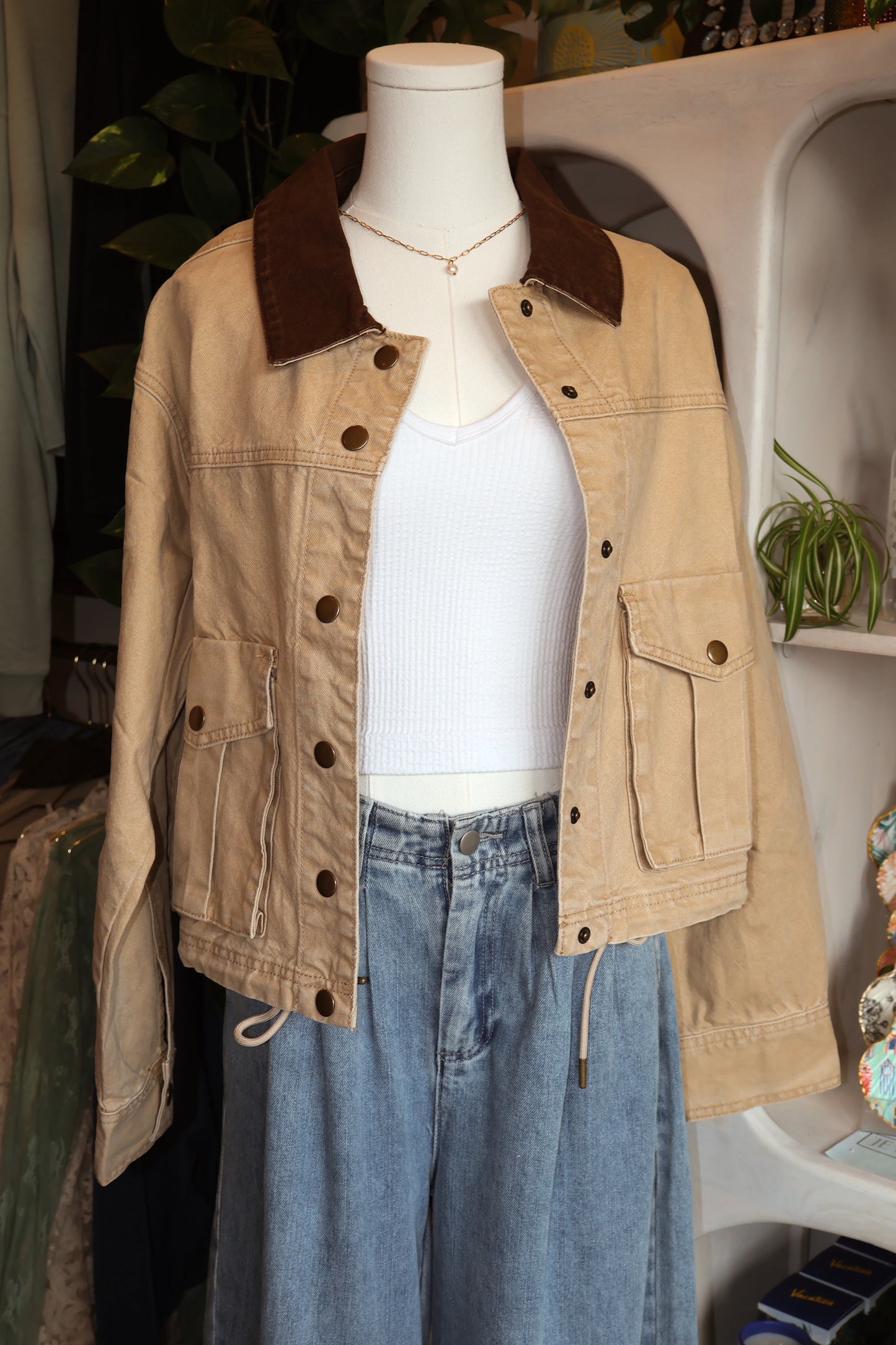 Collar Contrast Utility Jacket
