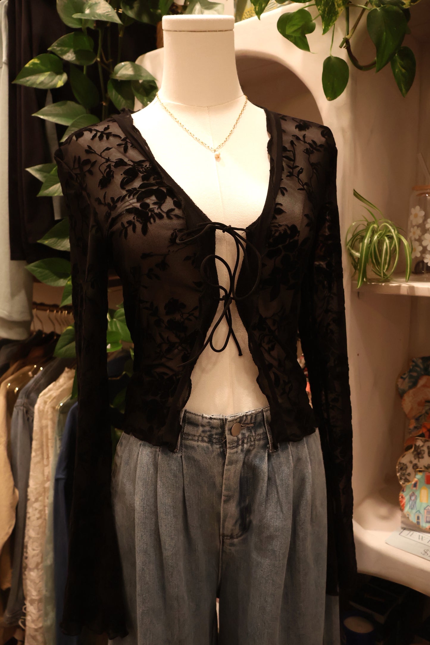 Floral Lace Sheer Blouse