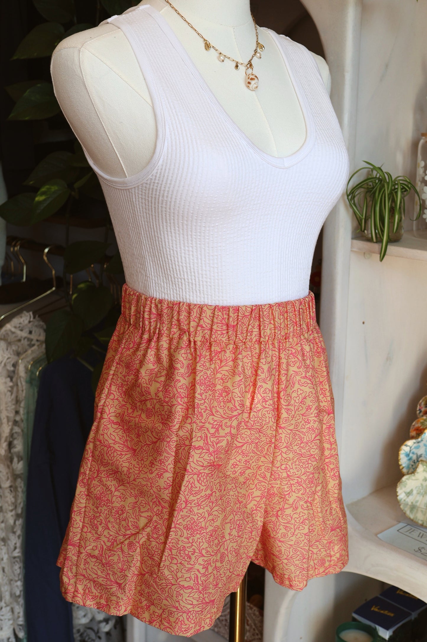 Handmade Peach Floral Shorts