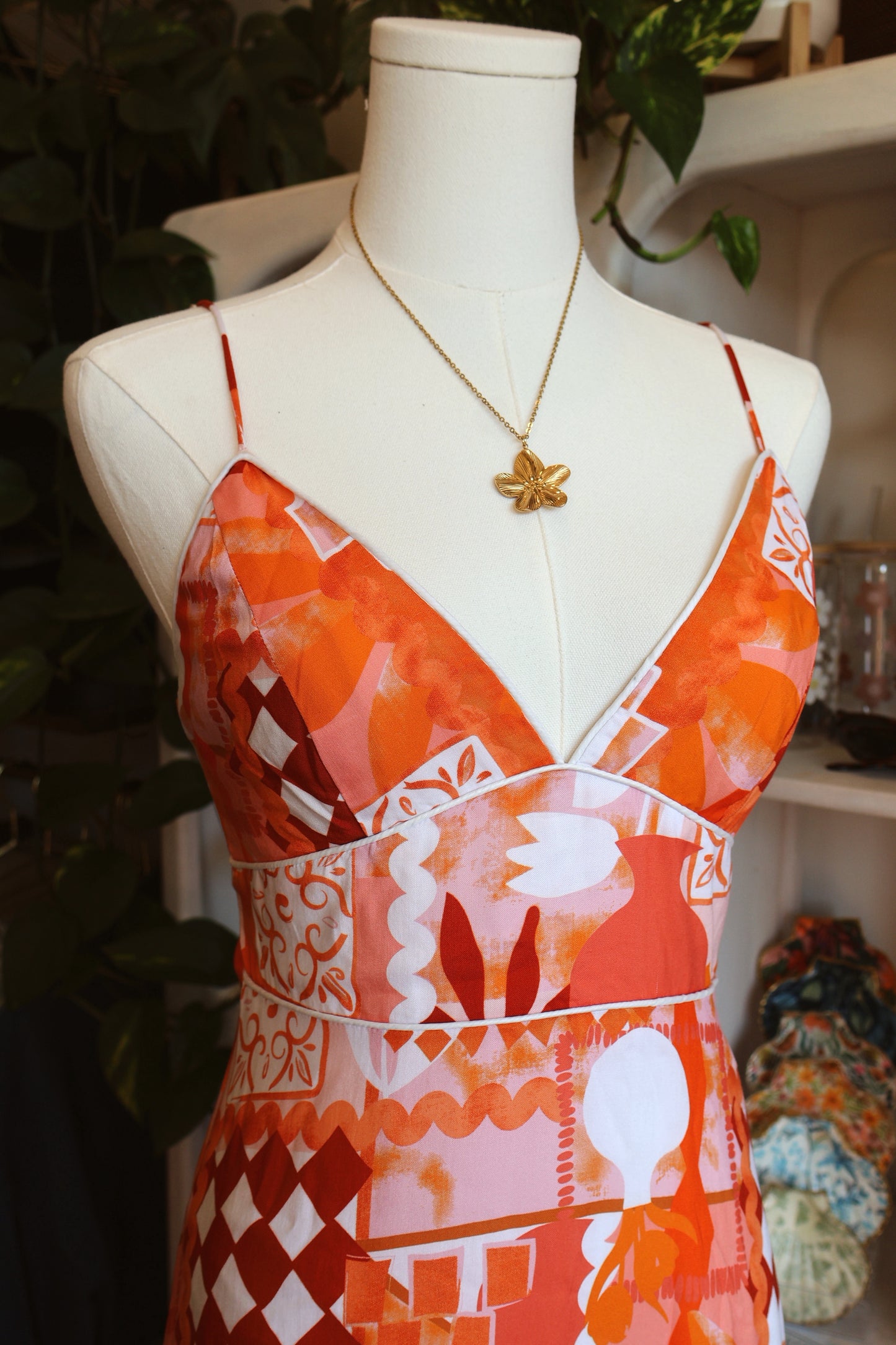 Orange Tropical Maxi Dress