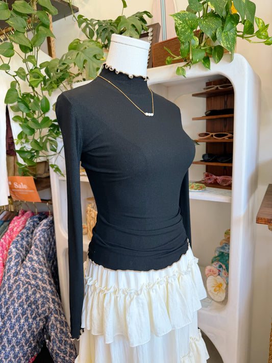 Lettuce Trim Detail Basic Soft Ribbed Top