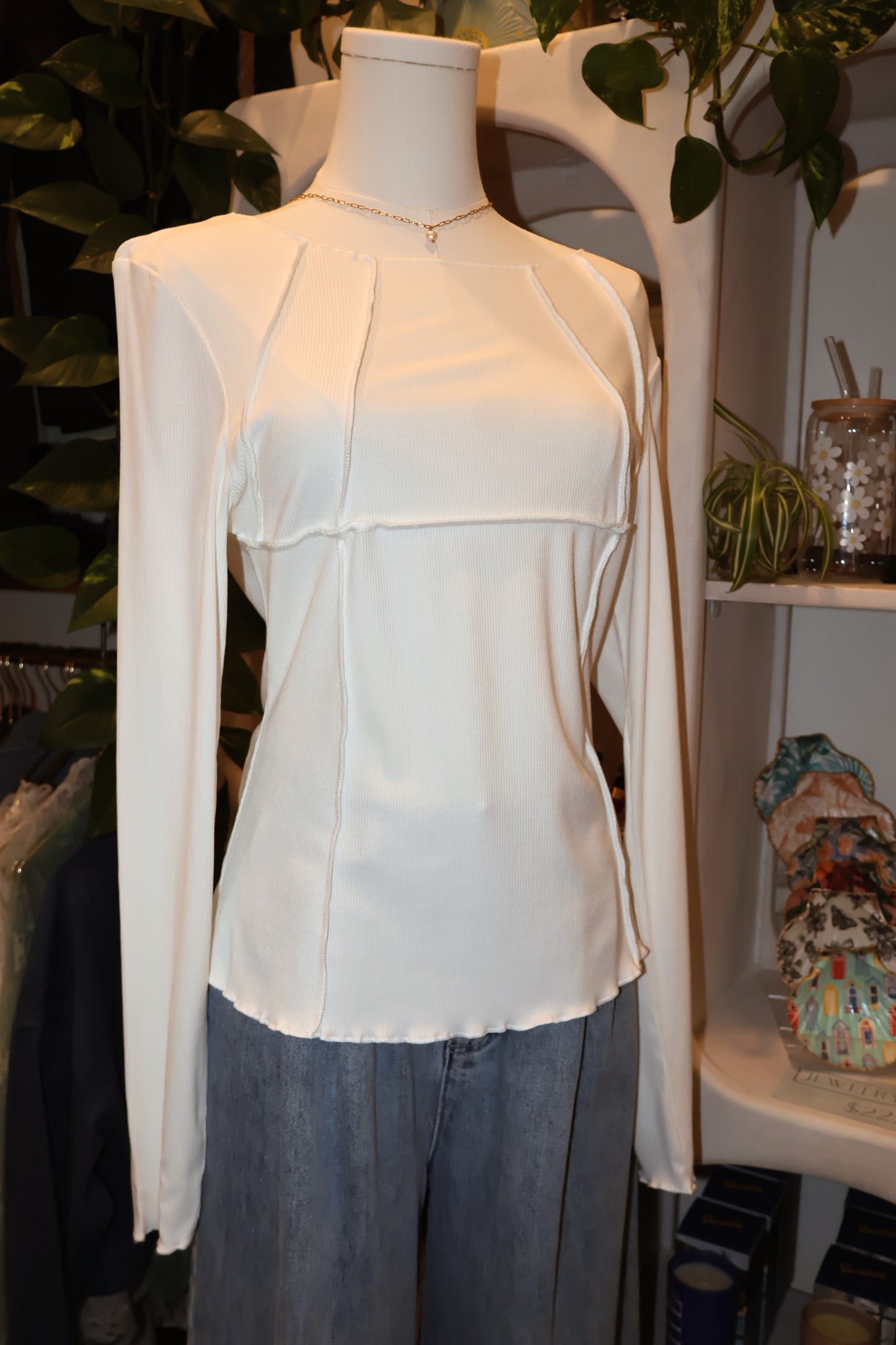 Exposed Seam Long Sleeve Top