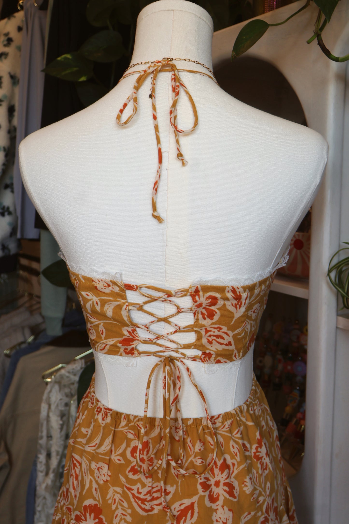 Yellow Floral Cut Out Dress