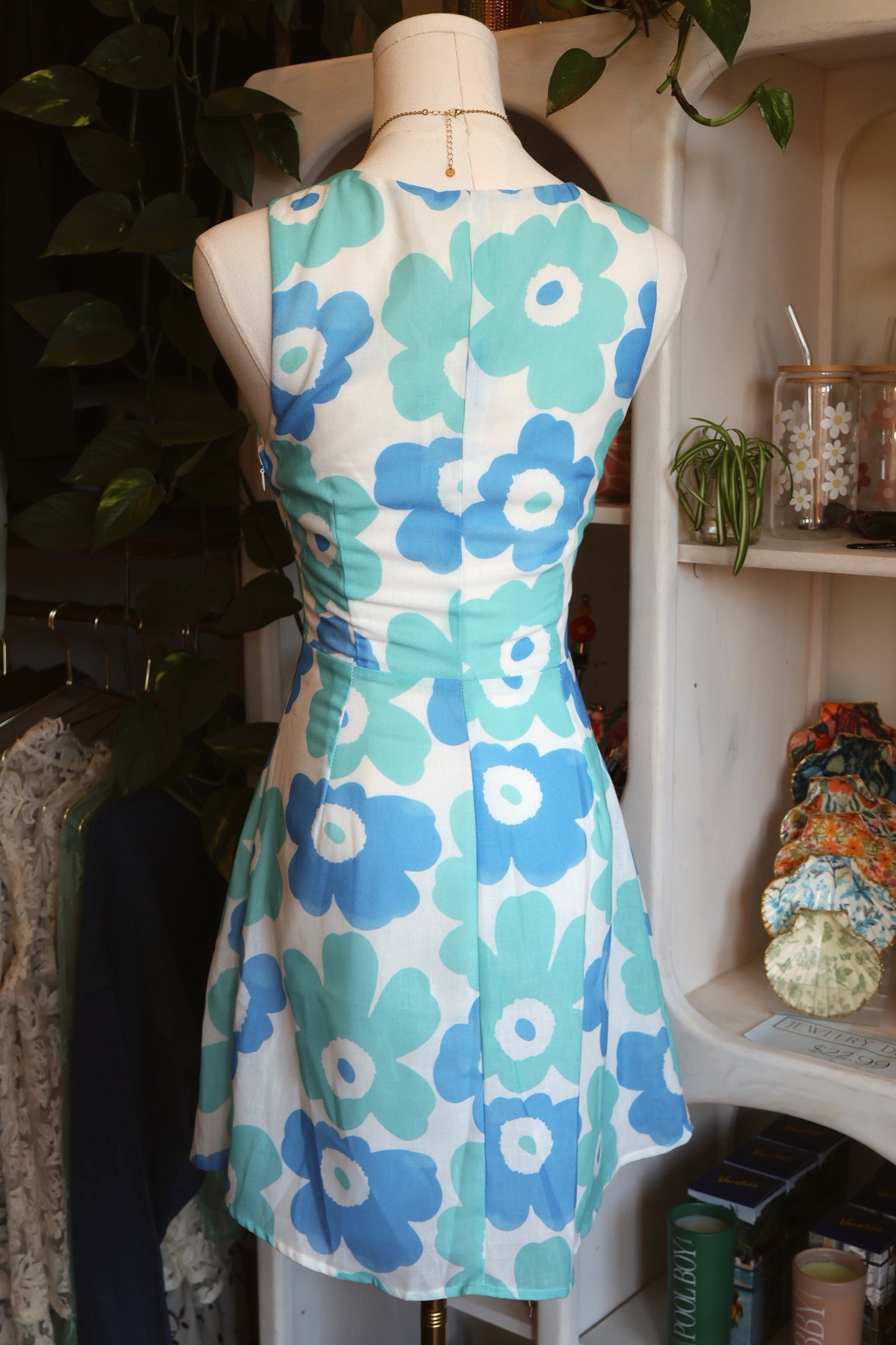 Blue Retro Floral Dress