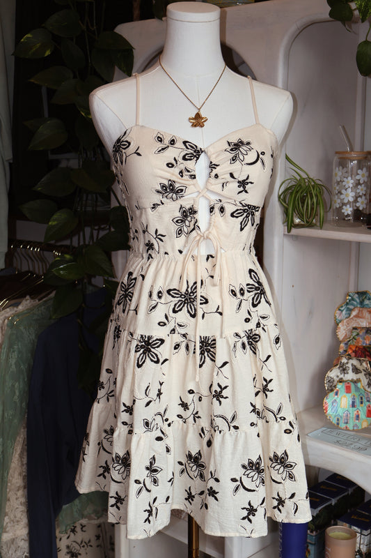 Embroidery Cut Out Mini Dress