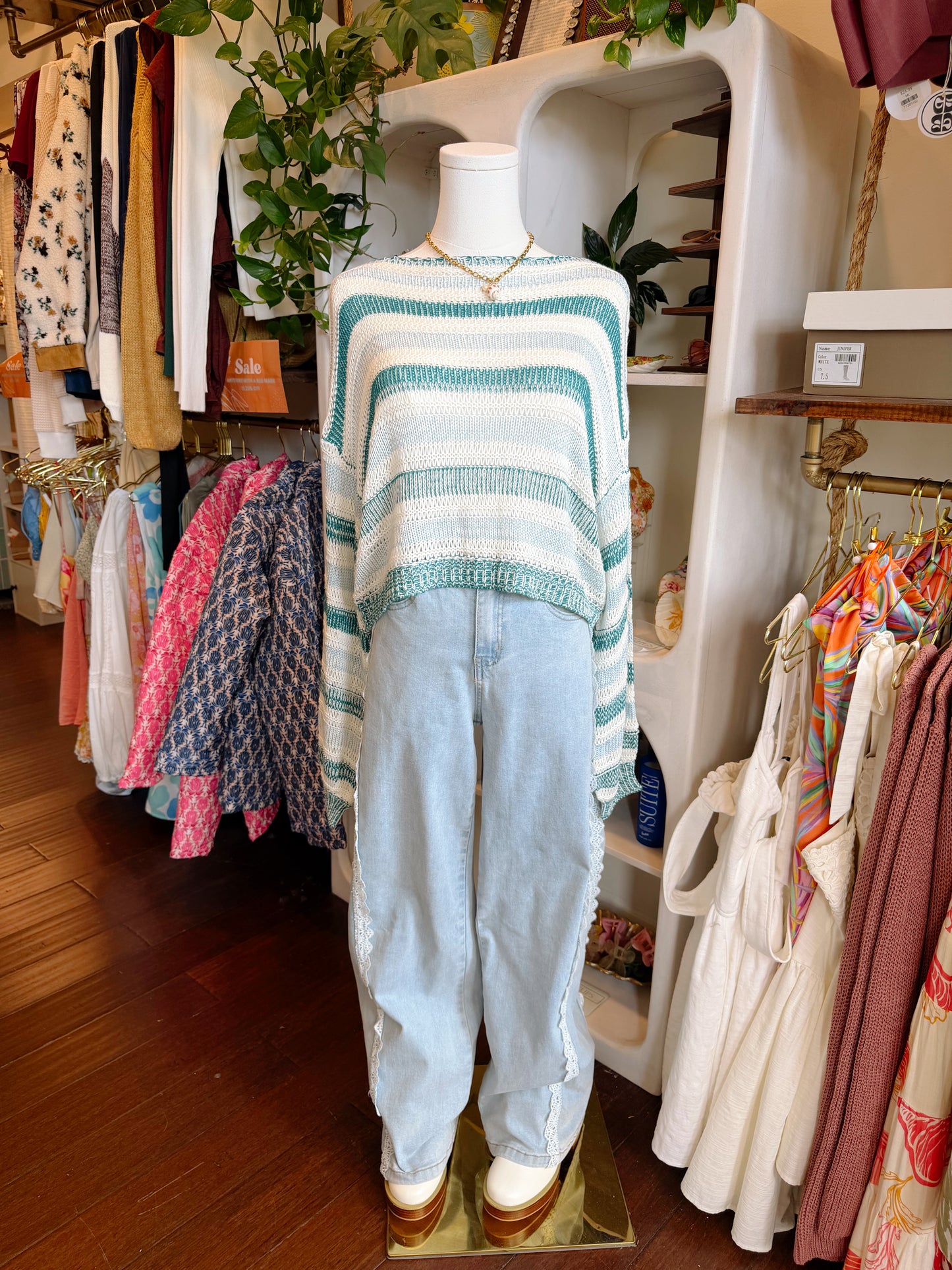 Lace Wide Leg Denim Pants